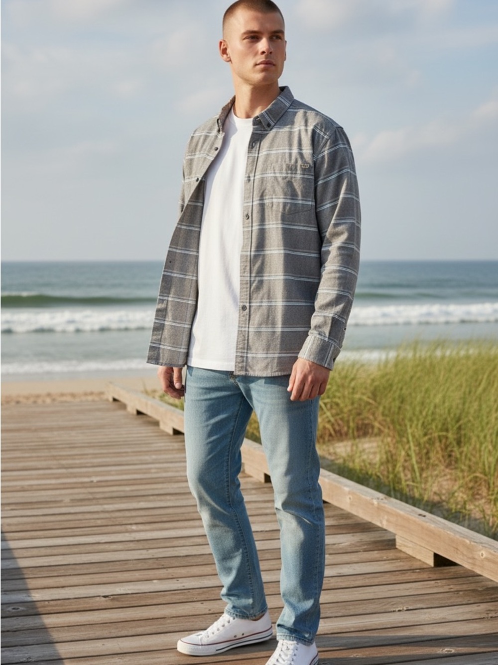 Vans Blue and White Striped Shirt Label